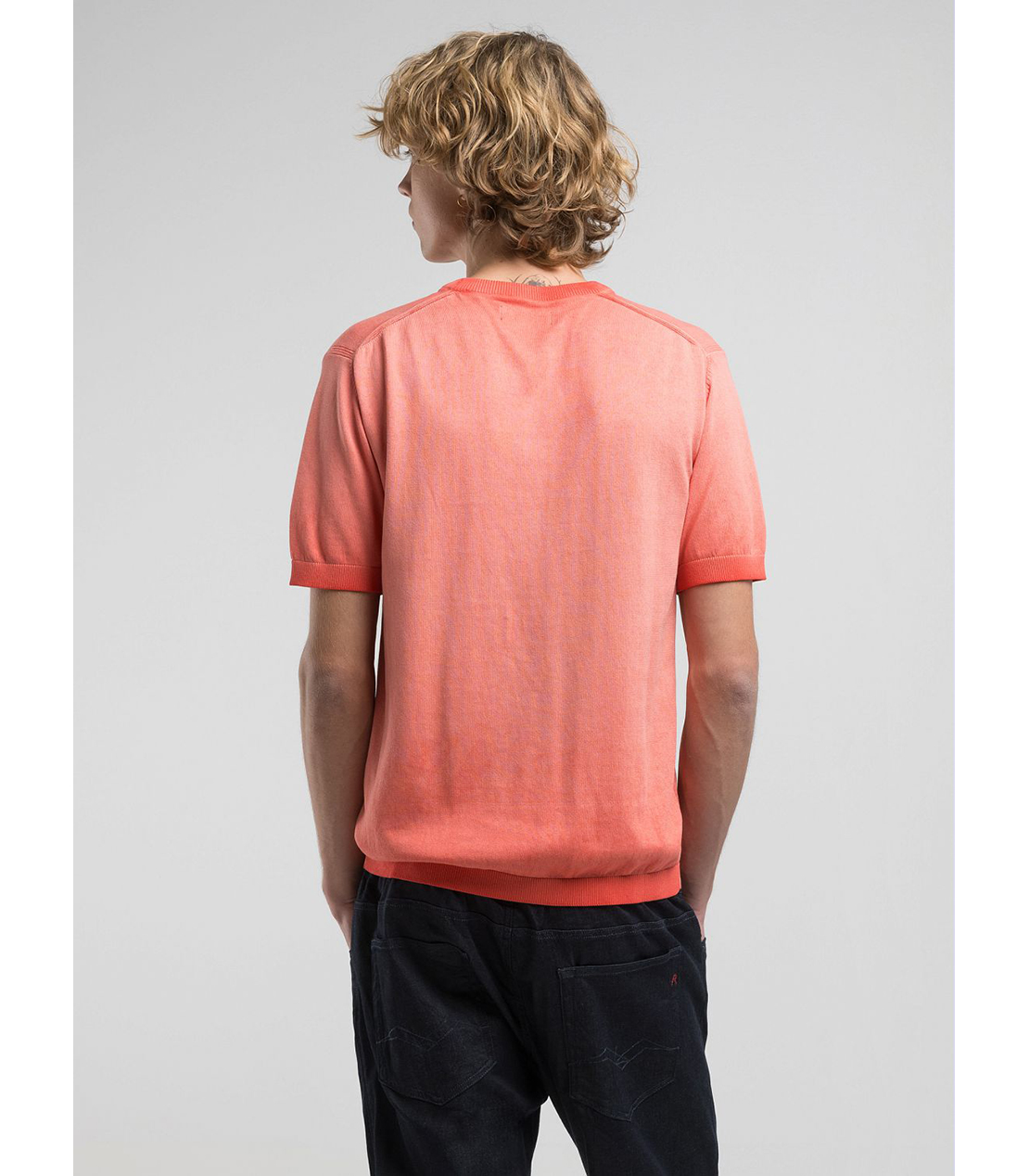 オンブレ ソフトコットン半袖ニット 詳細画像 オレンジ 2